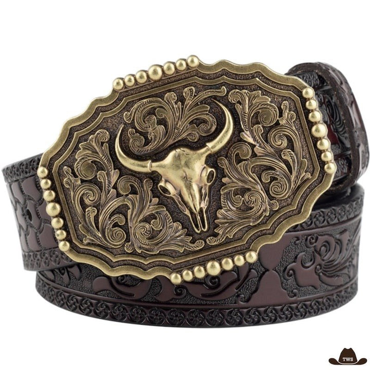 Ceinture Boucle Western Marron