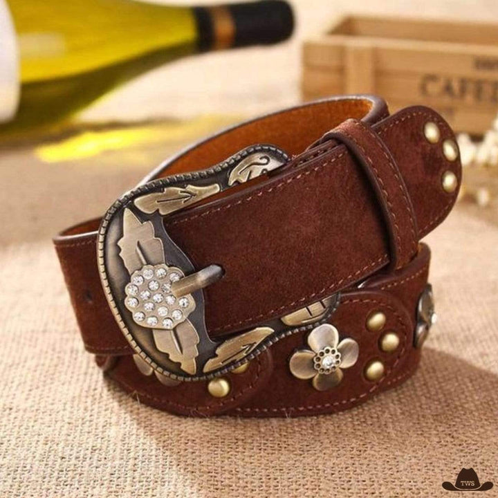 Ceinture boucle western femme - marron