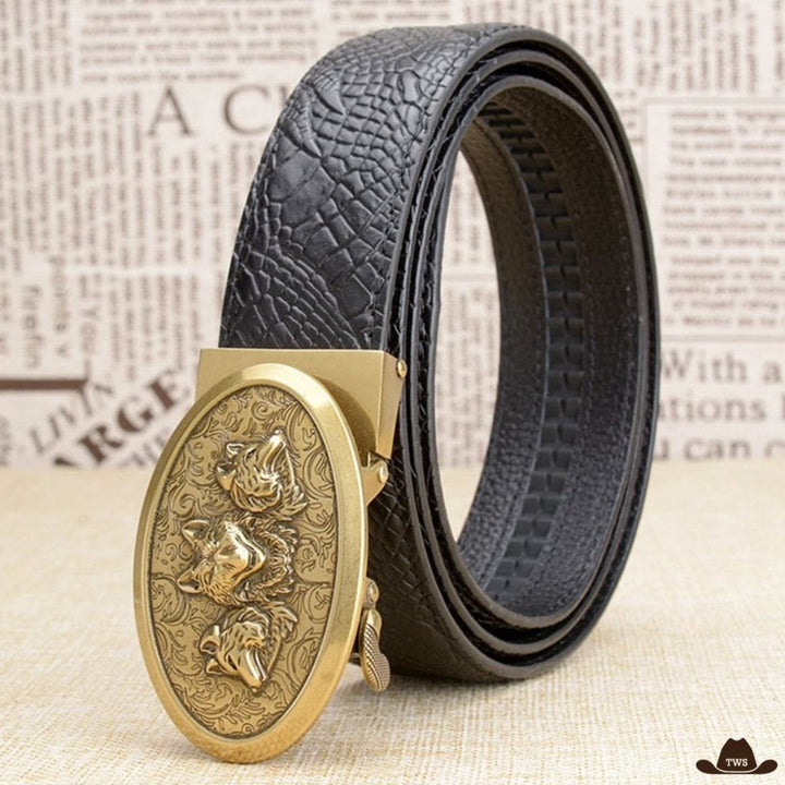 Ceinture Camel Boucle Western Noir