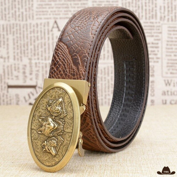 Ceinture Camel Boucle Western Marron Clair