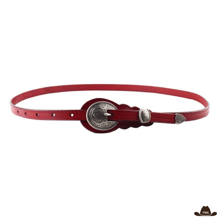 Ceinture Camel Femme Boucle Western Rouge