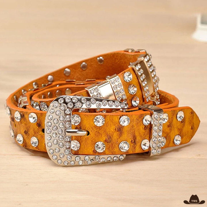 Ceinture Country Strass Orange