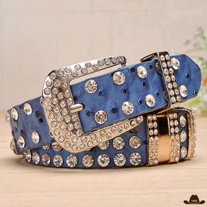 Ceinture Country Strass Bleue