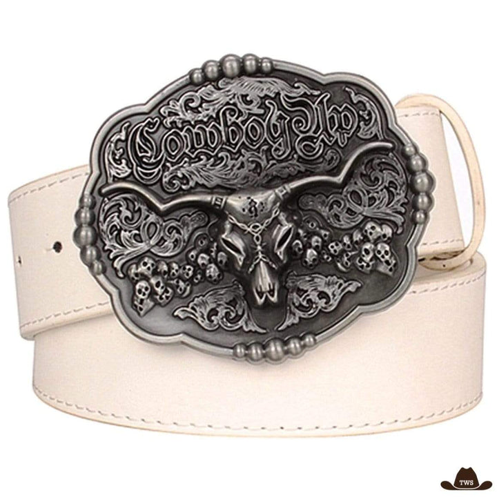 Ceinture Cowboy Crâne Blanche