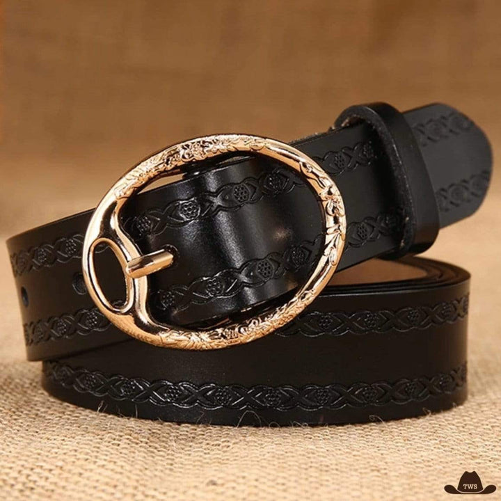 Ceinture Cowboy Femme en Cuir Noire