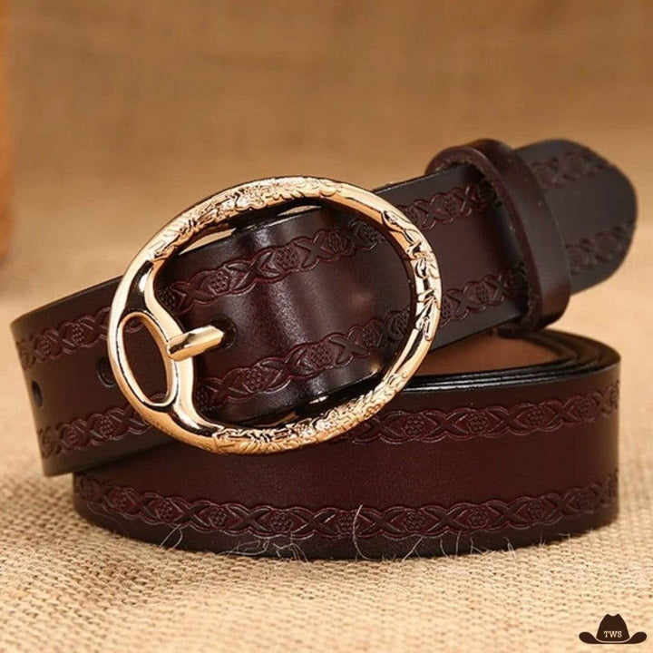 Ceinture Cowboy Femme en Cuir Marron