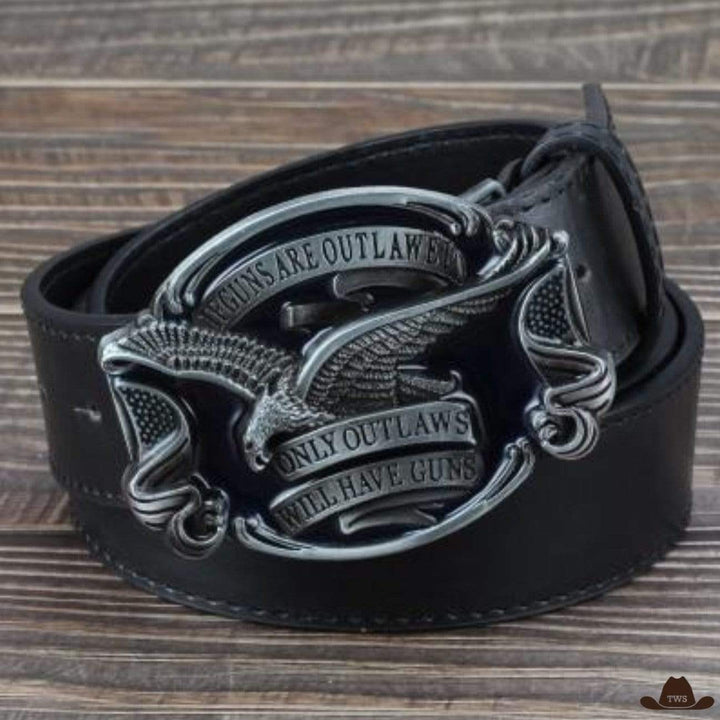 Ceinture Cowboy Pistolet - noire boucle argentée