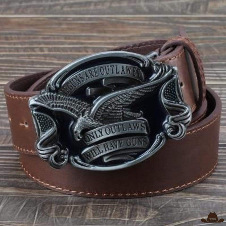 Ceinture Cowboy Pistolet - marron boucle argentée