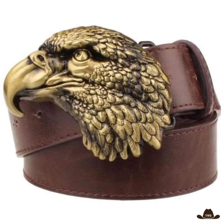 Ceinture Cowboys Tête d'Aigle Marron Doré