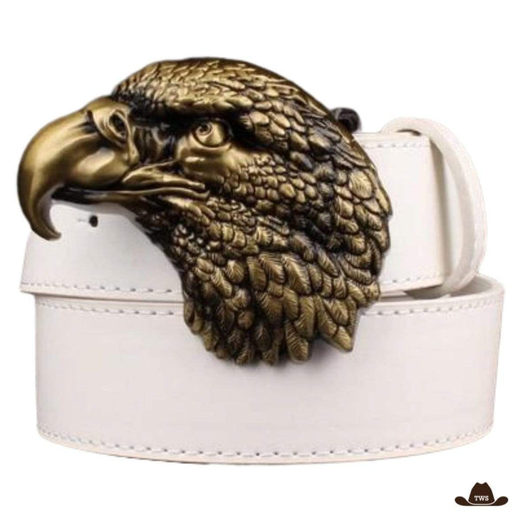 Ceinture Cowboys Tête d'Aigle Blanche Doré