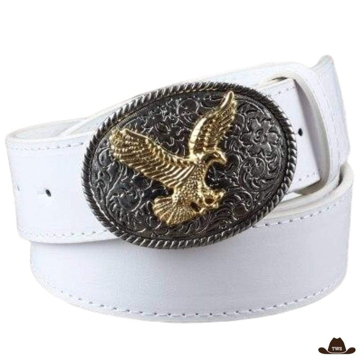 Ceinture Cowboys Blanche Relief Aigle