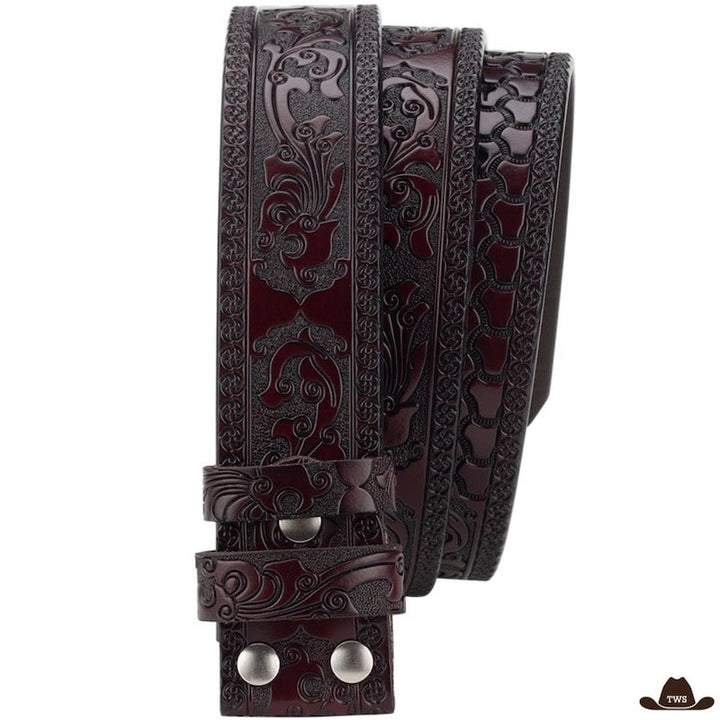 Ceinture Cuir Pour Boucle Western Marron