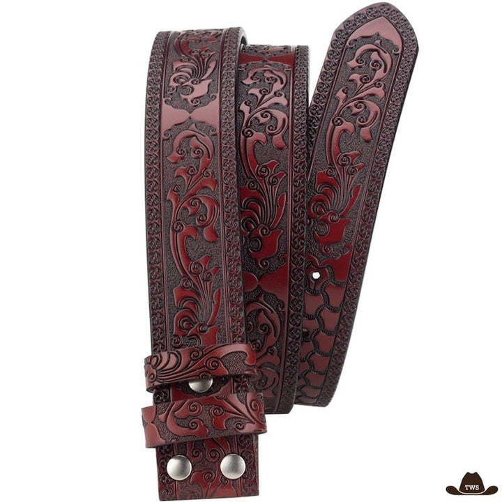 Ceinture Cuir Pour Boucle Western Rouge