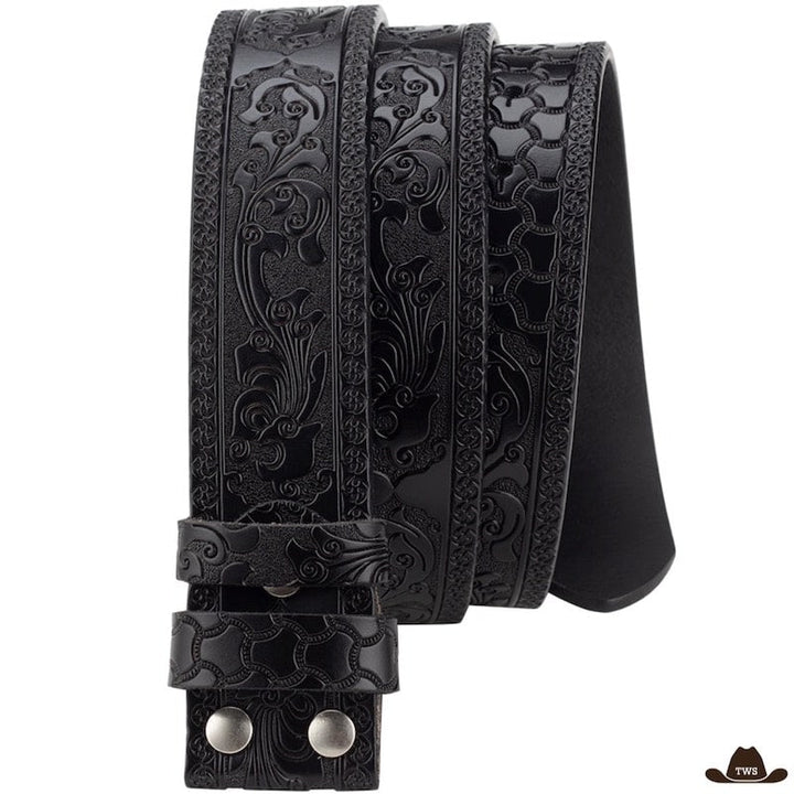 Ceinture Cuir Pour Boucle Western Noire