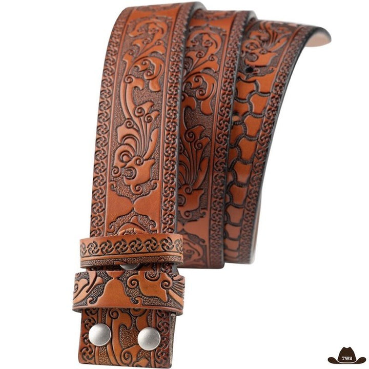 Ceinture Cuir Pour Boucle Western Orange