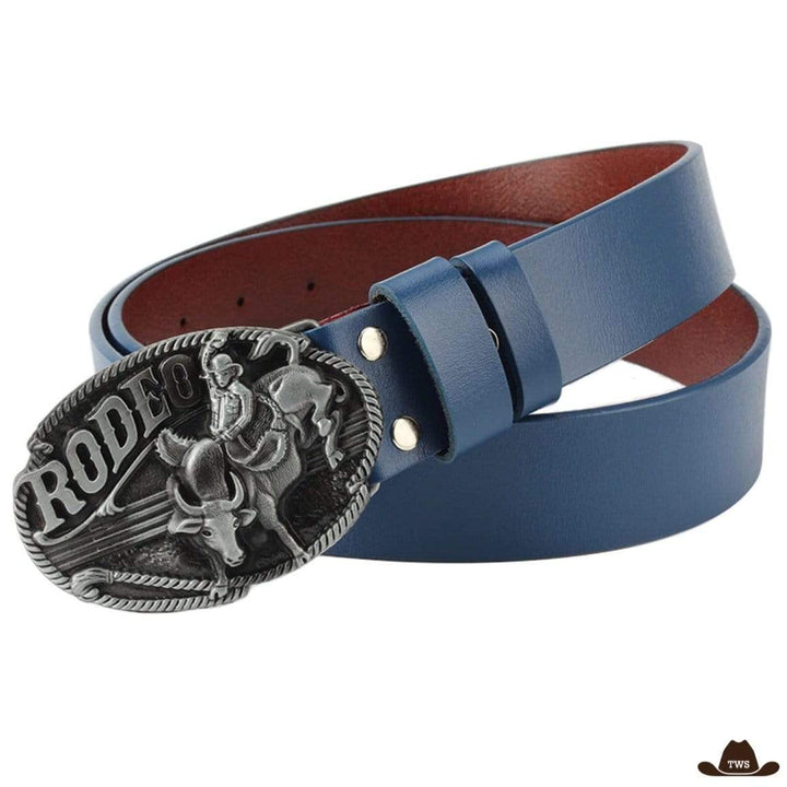 Ceinture Cuir Cowboy Bleue