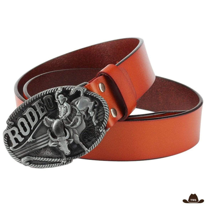 Ceinture Cuir Cowboy Orange