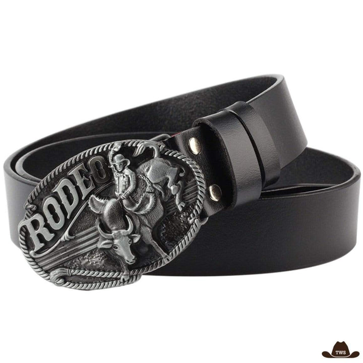 Ceinture Cuir Cowboy Noire