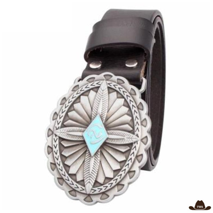 Ceinture Cuir Cowboy Femme Noire Turquoise