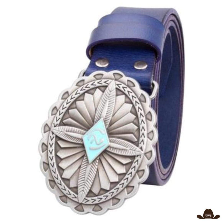 Ceinture Cuir Cowboy Femme Bleu turquoise