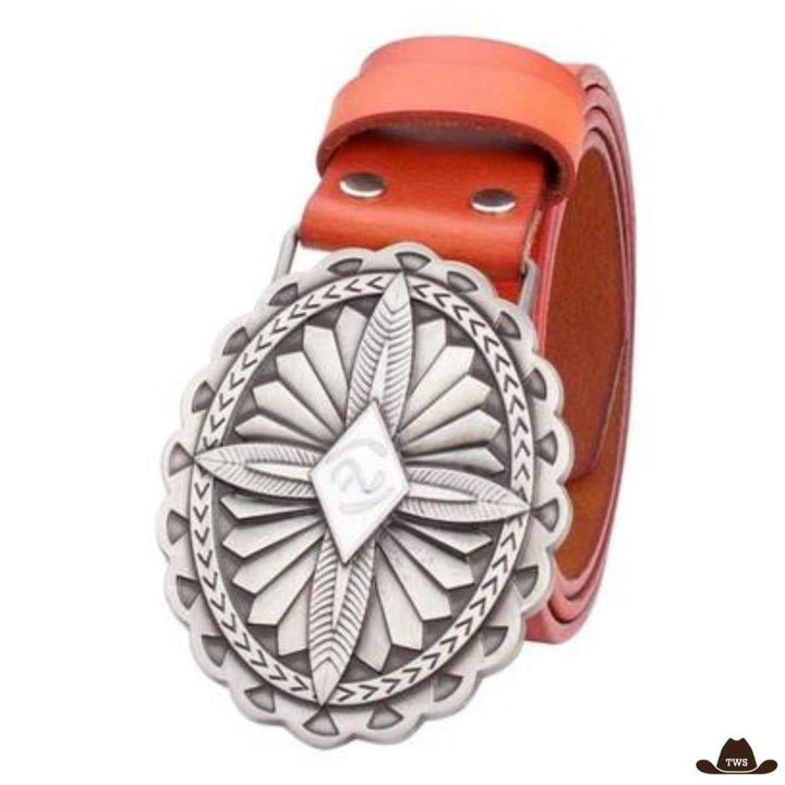 Ceinture Cuir Cowboy Femme Orange