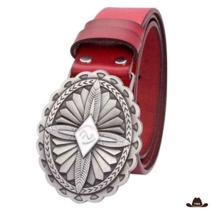 Ceinture Cuir Cowboy Femme Rouge