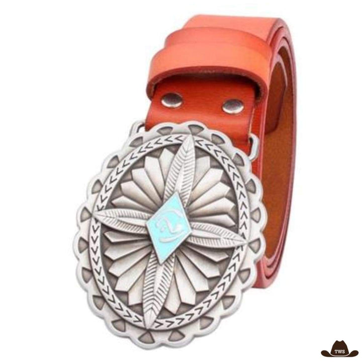 Ceinture Cuir Cowboy Femme Orange Turquoise