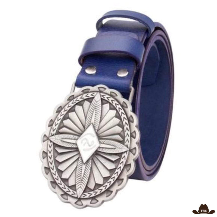 Ceinture Cuir Cowboy Femme Bleue