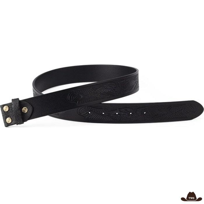 Ceinture Cuir Repoussé Western Noire