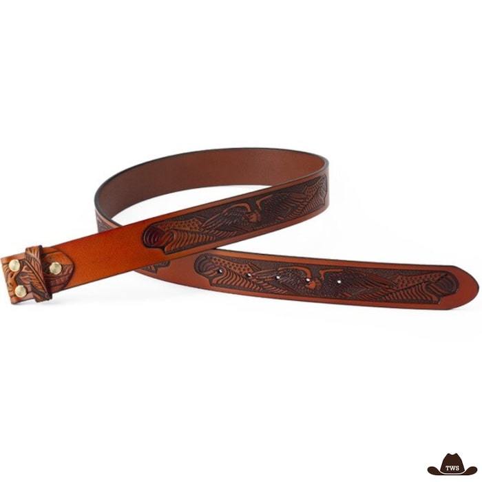 Ceinture Cuir Repoussé Western Orange