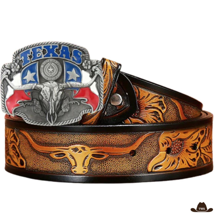 Ceinture Cuir Repoussé Western Artisanal