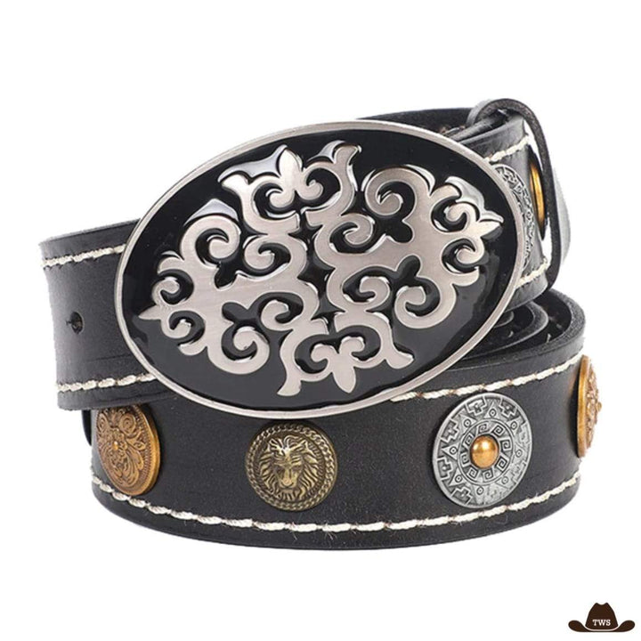 Ceinture Cuir Western Concho