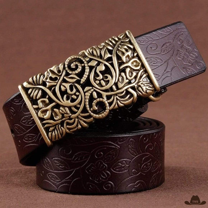 Ceinture Cuir Western Femme Marron