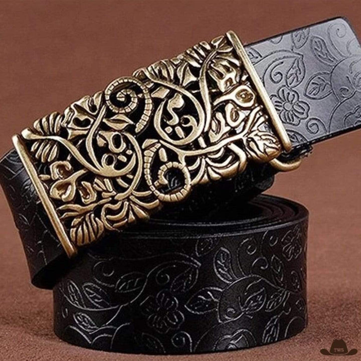 Ceinture Cuir Western Femme Noire