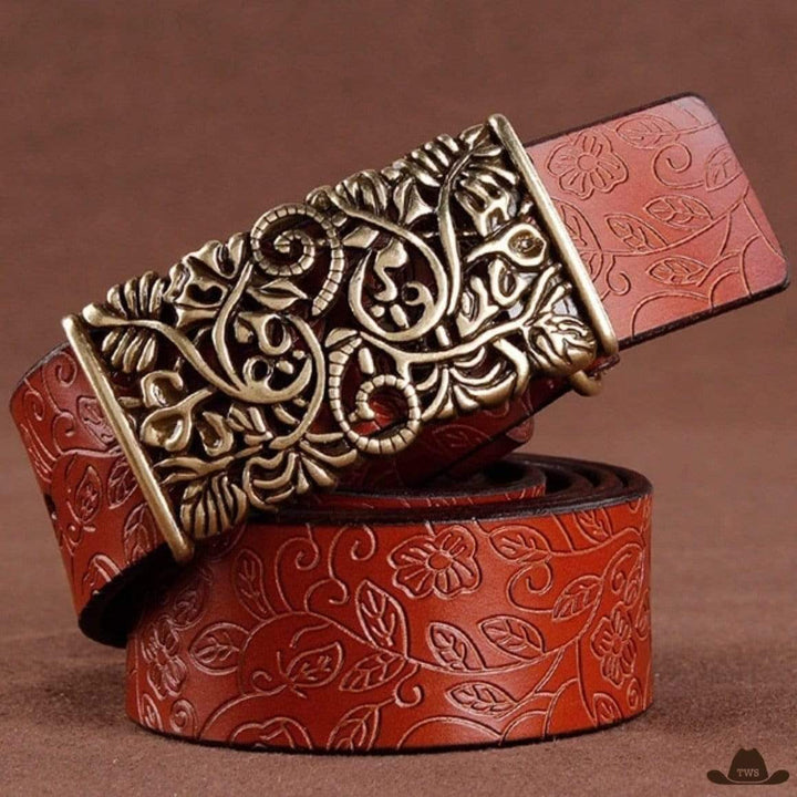 Ceinture Cuir Western Femme Rouge