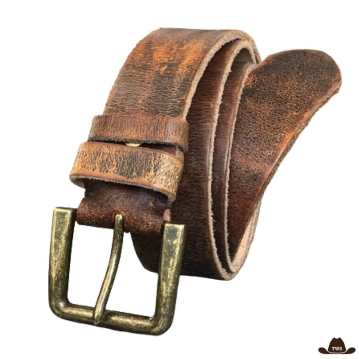 ceinture cuir western marron