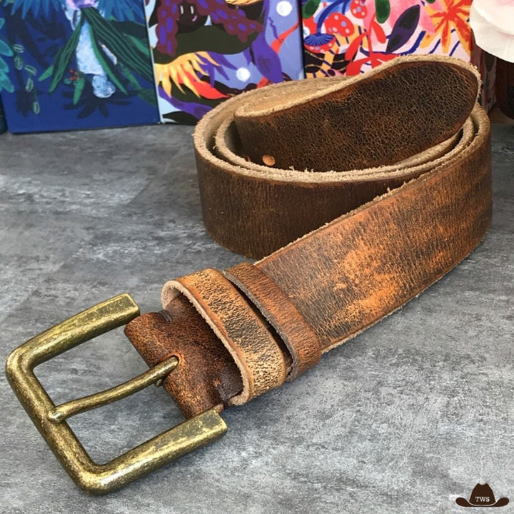 ceinture en cuir western marron