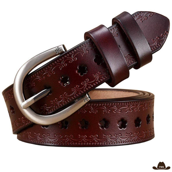 Ceinture Cuir Western Marron Femme