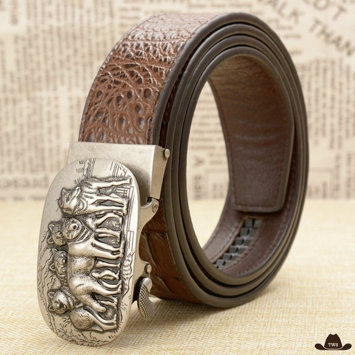 Ceinture Cuir Western Pour Homme Marron