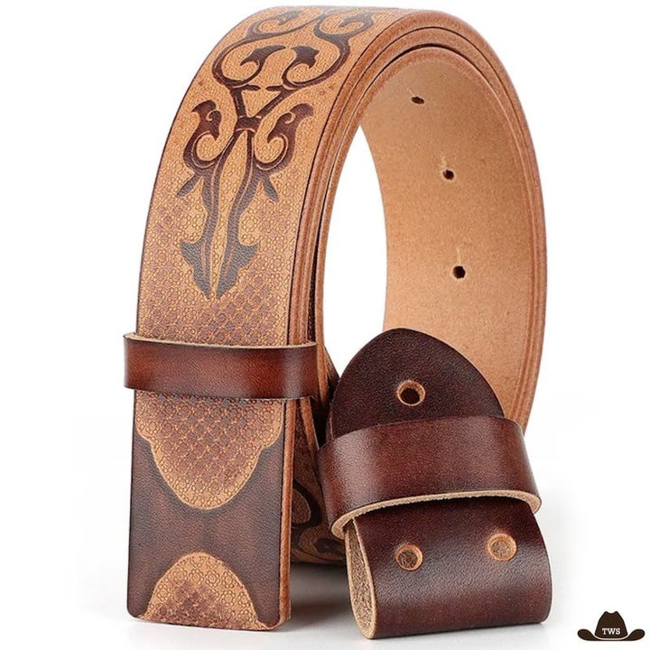 Ceinture en Cuir Brun Homme Style Western