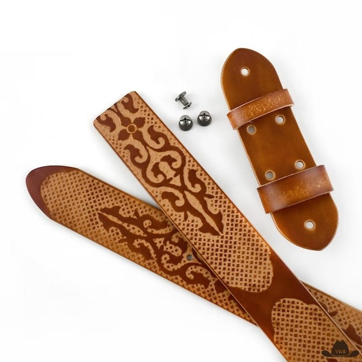 Ceinture en Cuir Brun Style Western