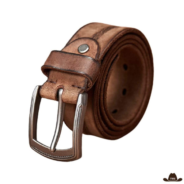 Ceinture en Cuir Marron Homme Western