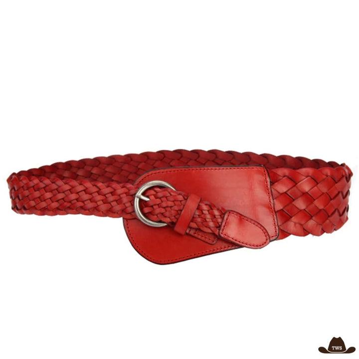 Ceinture en Cuir Western Femme Rouge