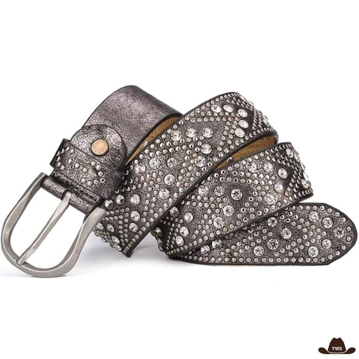 Ceinture Équitation Western Show Strass Grise