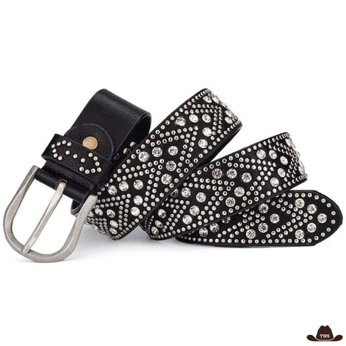 Ceinture Équitation Western Show Strass Noire