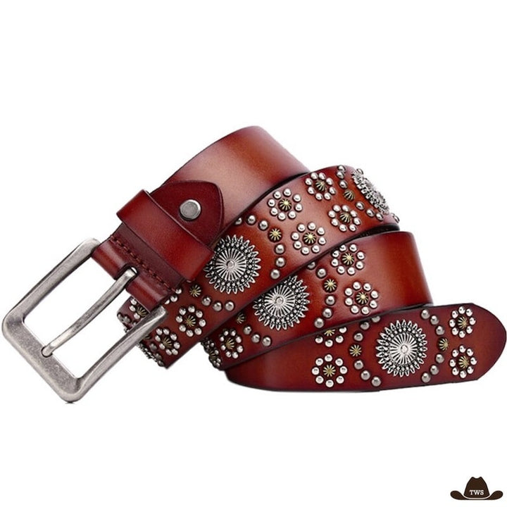 Ceinture Femme Cuir Marron Western