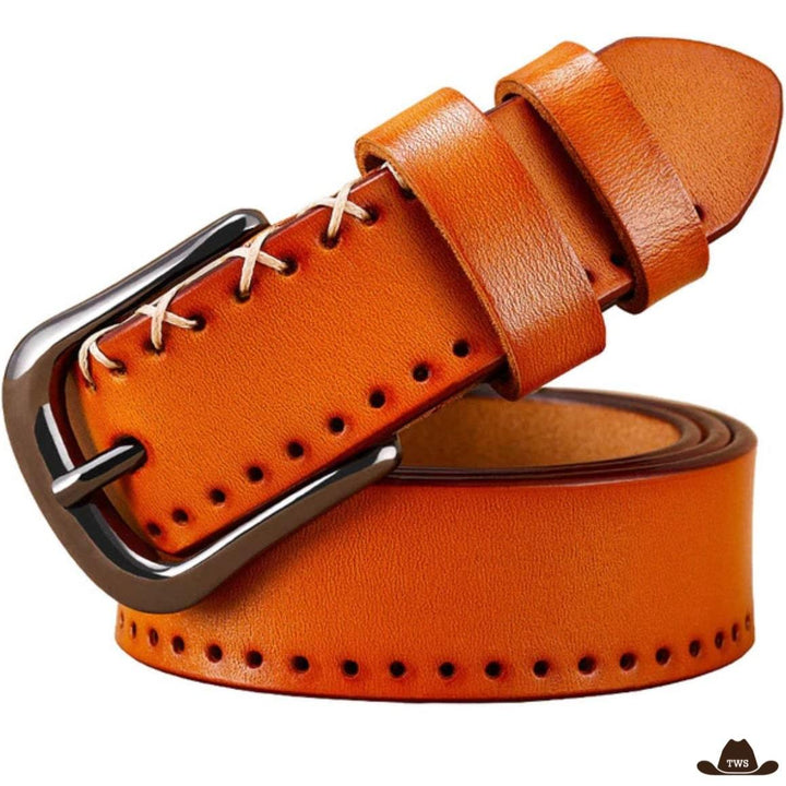 ceinture femme cuir western orange