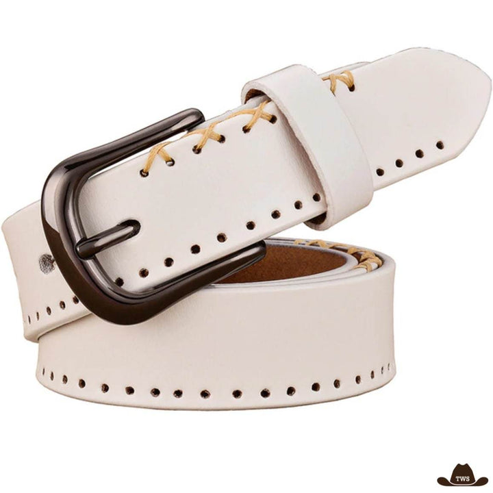 ceinture femme cuir western blanche