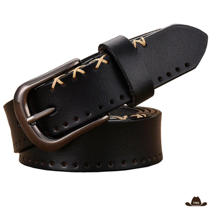 ceinture femme cuir western noire