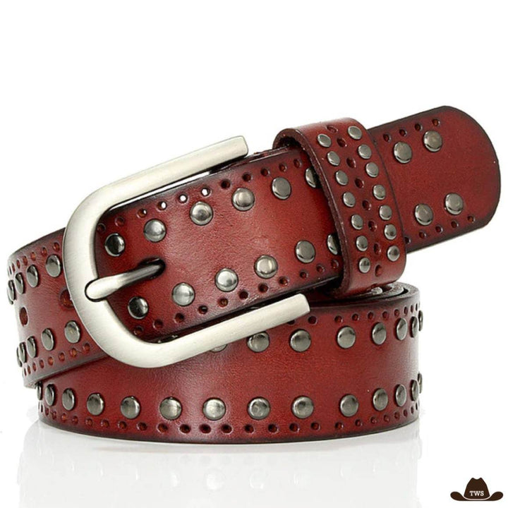 Ceinture Femme Western Marron Rouge